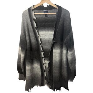 Daytrip Sweater Womens XS Gradient Striped Cardigan Destructed Wool Emo Grunge